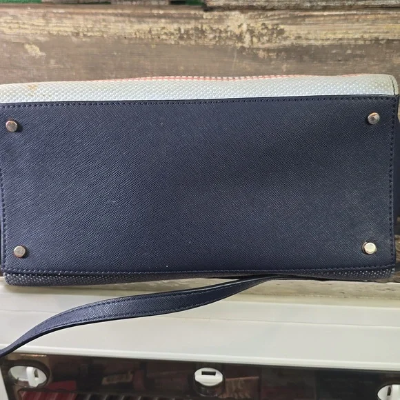 Kate Spade Navy and Colorful Striped Satchel With Crossbody Strap - Picture 4 of 7